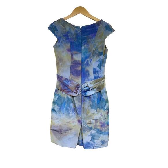 Rene Ruiz Blue Abstract Splatter Metallic Cocktail Dress Formal Womens 4 - Picture 3 of 10